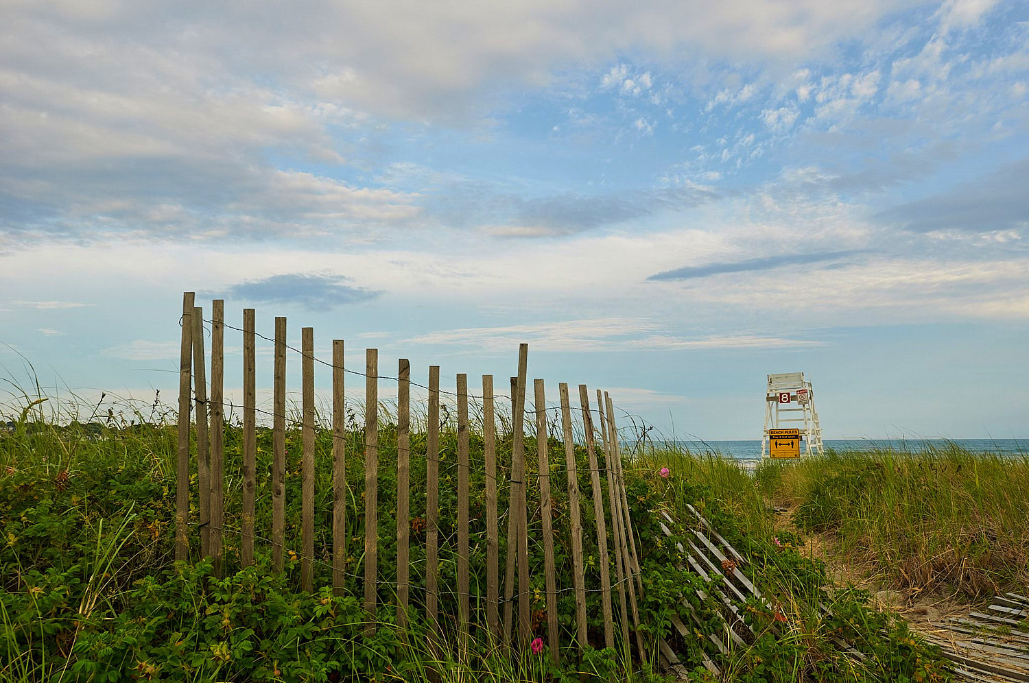 picture of a fence at a beach in Rhode Island